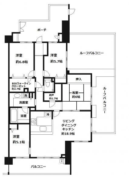 Floor plan. 4LDK, Price 61,800,000 yen, Footprint 103.48 sq m , Balcony area 11.9 sq m