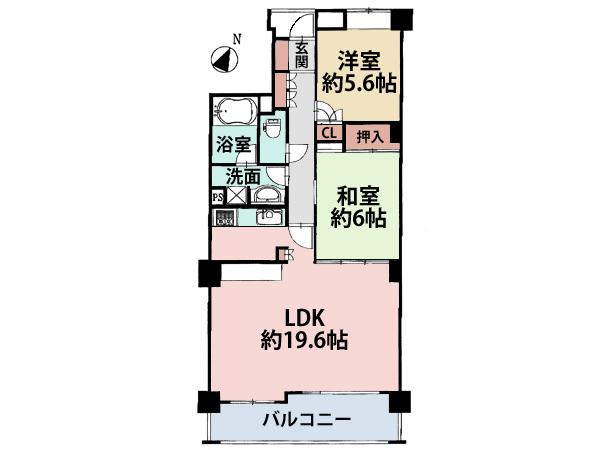 Floor plan. 2LDK, Price 29,800,000 yen, Occupied area 70.82 sq m , Is the breadth of the floor plan that is clear, including the balcony area 8.68 sq m Pledge LDK19.6.