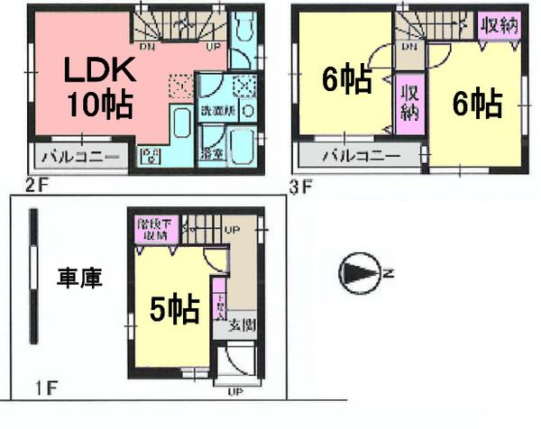 Floor plan. 34,900,000 yen, 3LDK, Land area 44.19 sq m , Building area 67.47 sq m