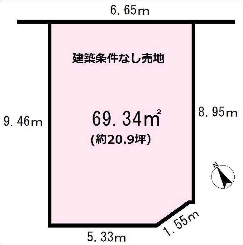 Compartment figure. Land price 23.8 million yen, Land area 69.34 sq m
