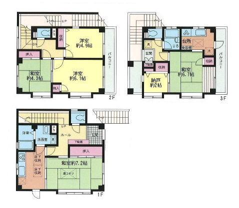 Floor plan. 45,800,000 yen, 5DK + S (storeroom), Land area 69.88 sq m , Building area 109.25 sq m