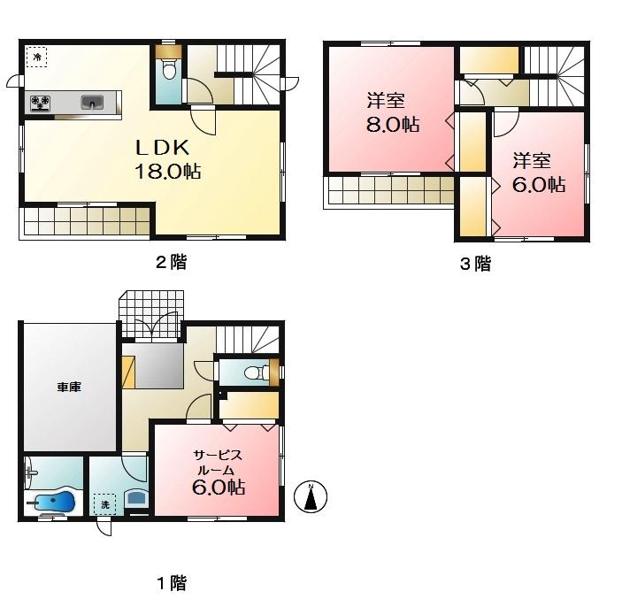 Floor plan. 50,800,000 yen, 3LDK, Land area 70.46 sq m , Building area 98.53 sq m