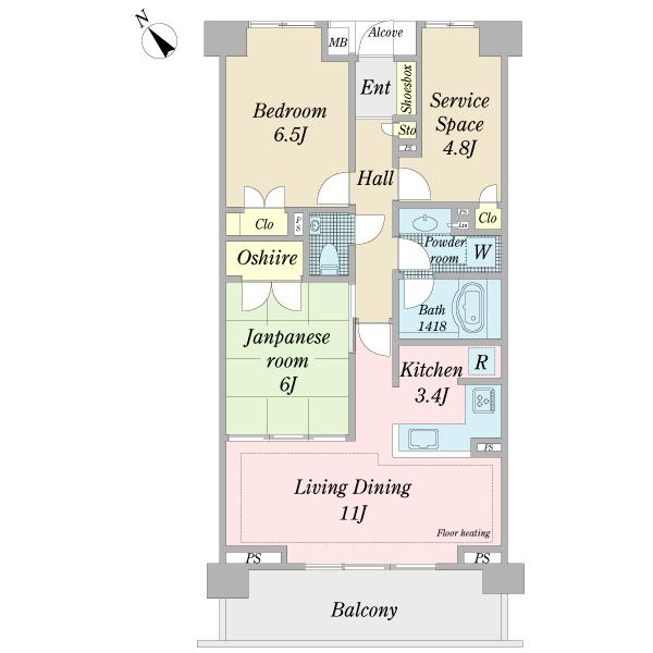 Floor plan. 3LDK, Price 37,680,000 yen, Occupied area 70.42 sq m , Balcony area 11.02 sq m