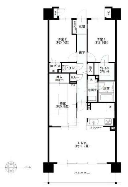 Floor plan. 3LDK, Price 47,900,000 yen, Occupied area 76.64 sq m