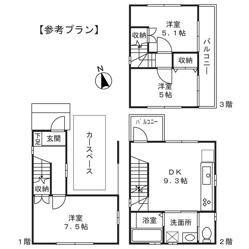 Building plan example (floor plan). Building plan example building price 12 million yen (tax included), Building area 66.62 sq m