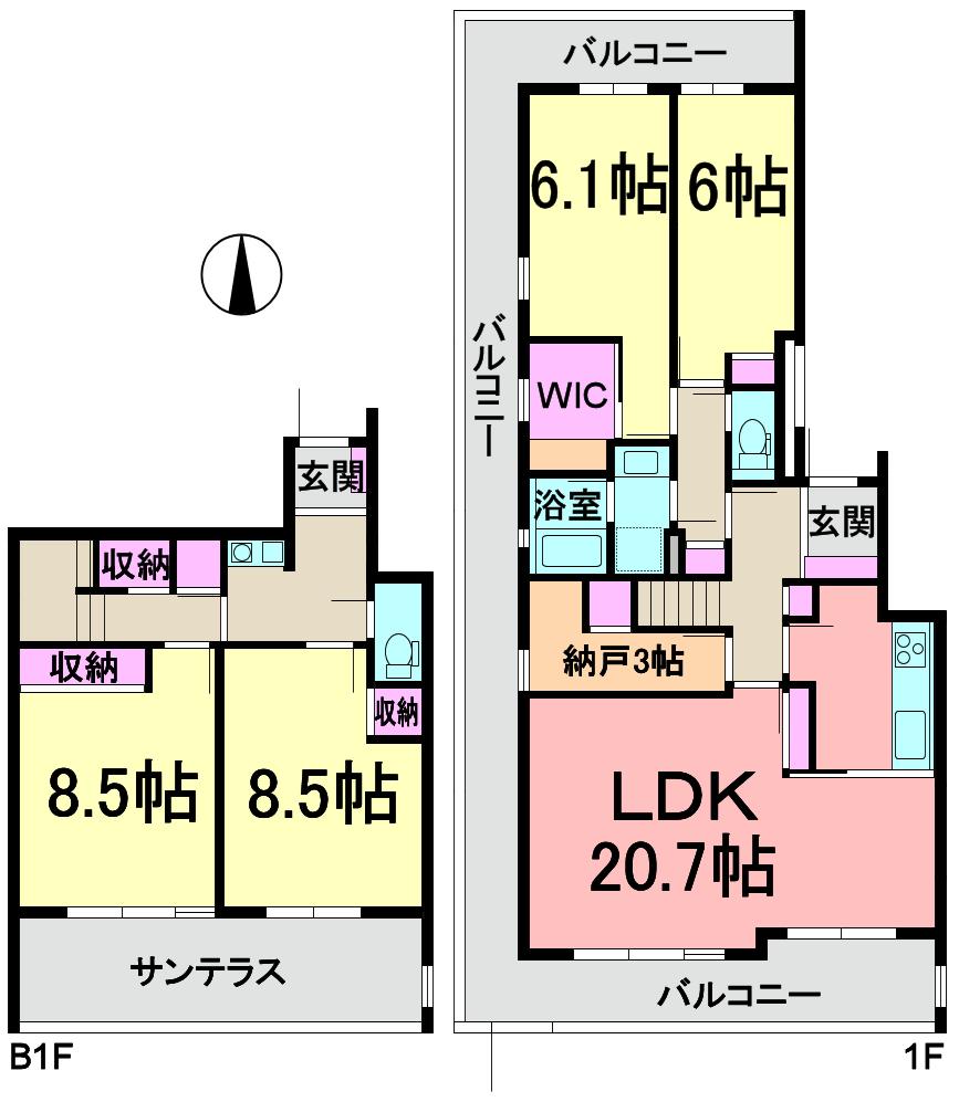 Floor plan. 4LDK, Price 59,800,000 yen, Footprint 137.92 sq m , Balcony area 32.85 sq m