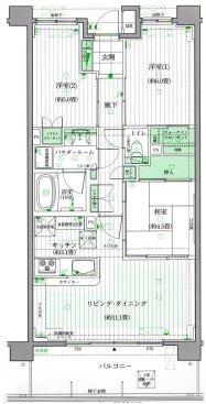 Floor plan. 3LDK, Price 42,800,000 yen, Occupied area 68.01 sq m , Balcony area 11.8 sq m