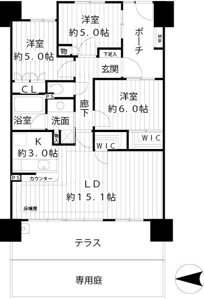 Floor plan. 3LDK, Price 47,400,000 yen, Occupied area 75.25 sq m floor plan