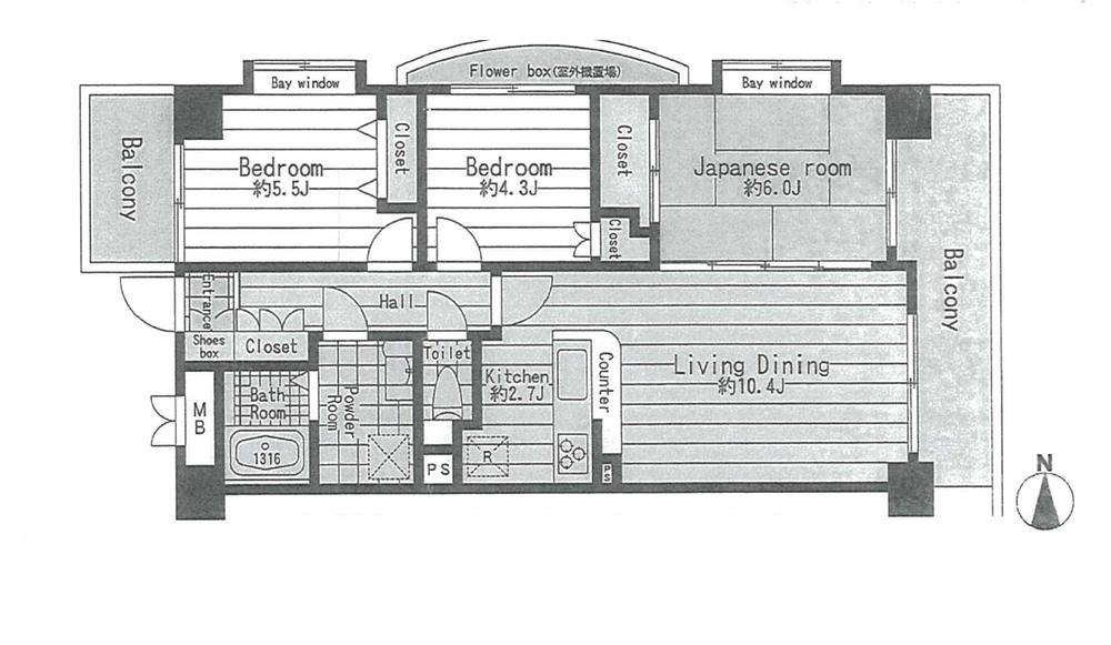 Floor plan. 3LDK, Price 27,800,000 yen, Occupied area 65.82 sq m , Balcony area 11.48 sq m