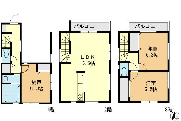 Floor plan. 42,800,000 yen, 2LDK + S (storeroom), Land area 52.41 sq m , Building area 93.47 sq m dishwasher, Water filter, Bathroom TV, In town, such as a pair of glass