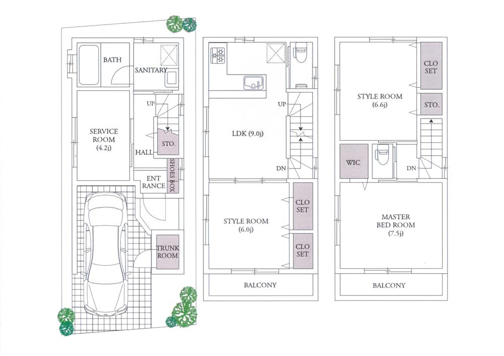 Floor plan. (Building 2), Price 41,800,000 yen, 3LDK+S, Land area 53.48 sq m , Building area 95.22 sq m