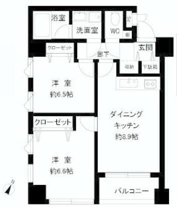 Floor plan. 2DK, Price 29,800,000 yen, Occupied area 48.26 sq m , Balcony area 3.72 sq m