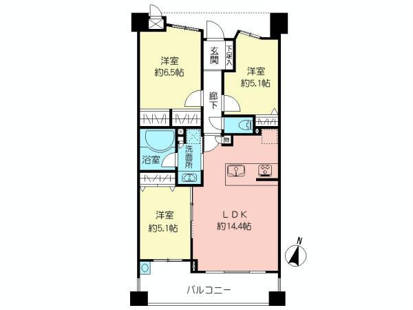 Floor plan. 3LDK, Price 38,800,000 yen, Occupied area 67.53 sq m , Balcony area 10.66 sq m