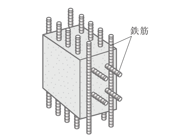 Building structure.  [Double reinforcement] The rebar in the concrete wall was a double structure, Double reinforcement. High shear strength, Strong is characterized by also rolling of earthquake. (Conceptual diagram)