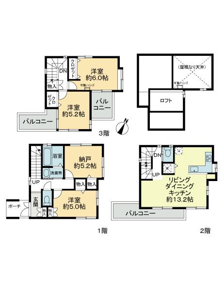 Floor plan. 37,800,000 yen, 3LDK + S (storeroom), Land area 80.03 sq m , Building area 88.6 sq m building area: 88.6 sq m , Land area 80.03 sq m , 3SLDK + loft