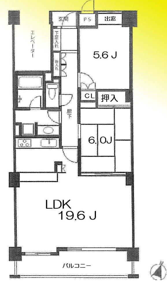 Floor plan. 2LDK, Price 29,800,000 yen, Occupied area 70.82 sq m , Balcony area 8.68 sq m interior renovated