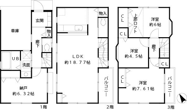 Floor plan. 43,800,000 yen, 3LDK + S (storeroom), Land area 63.92 sq m , Building area 115.93 sq m floor area 35 square meters more than
