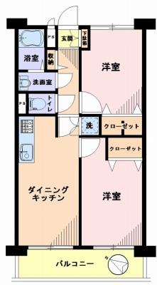 Floor plan. 2DK, Price 15.8 million yen, Occupied area 46.46 sq m
