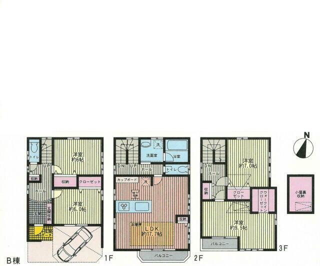 Floor plan. (B Building), Price 63,500,000 yen, 4LDK, Land area 76.63 sq m , Building area 132.16 sq m