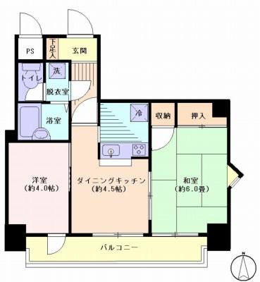 Floor plan. 2K, Price 23.5 million yen, Footprint 41 sq m , Balcony area 6.32 sq m