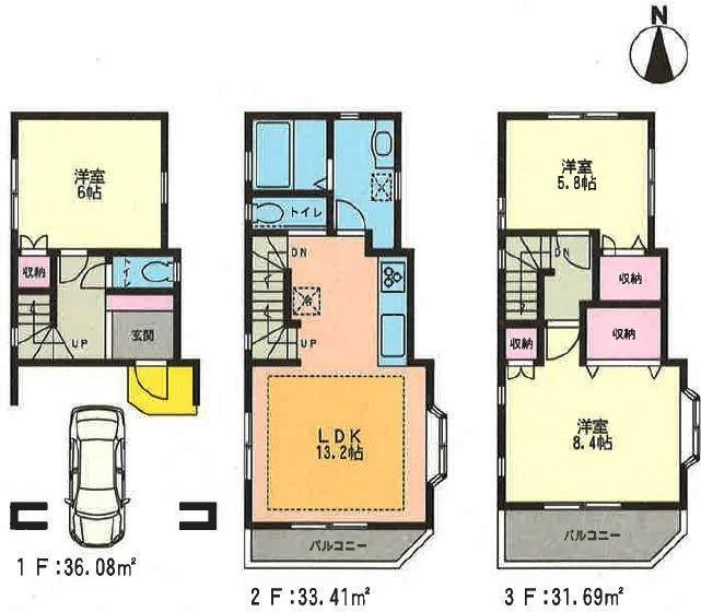 Floor plan. (B Building), Price 42,500,000 yen, 2LDK+S, Land area 50.08 sq m , Building area 101.18 sq m