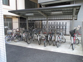 Other common areas. Bicycle parking lot with a roof