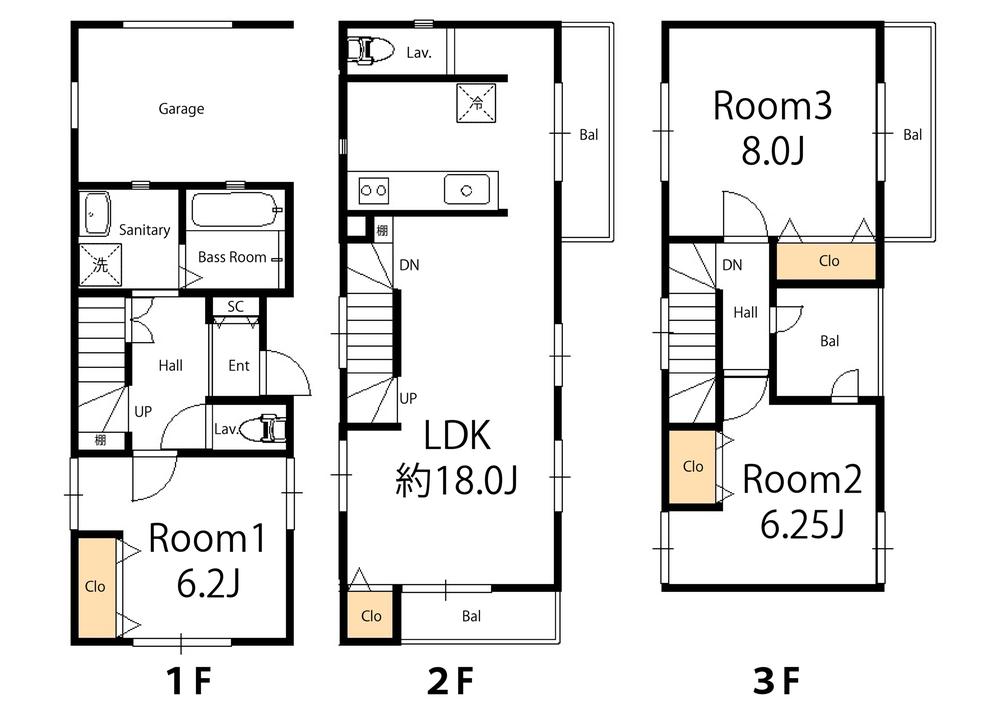 Floor plan. (5), Price 48,500,000 yen, 3LDK, Land area 63.36 sq m , Building area 106.25 sq m