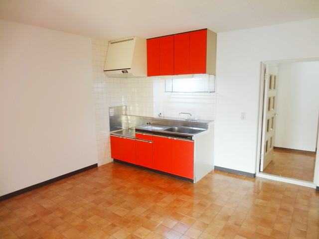 Other room space. It is noticeable DK stylish red kitchen