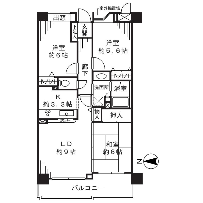 Floor plan. 3LDK, Price 37.5 million yen, Occupied area 67.03 sq m , Balcony area 9.09 sq m