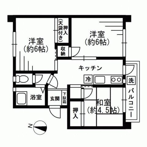 Floor plan. 3DK, Price 9.8 million yen, Occupied area 43.36 sq m floor plan