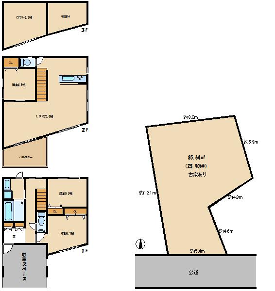 Building plan example (floor plan). Building plan example, Building price 15,850,000 yen, Building area extending 98.95 sq m
