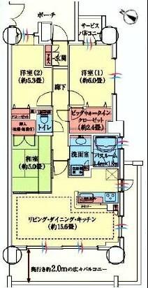 Floor plan. 3LDK, Price 49,800,000 yen, Occupied area 75.05 sq m , Balcony area 19.6 sq m