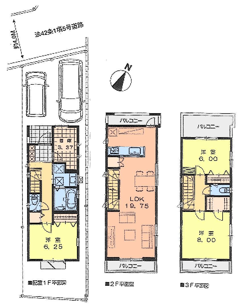Floor plan. (A Building), Price 49,800,000 yen, 3LDK, Land area 83.98 sq m , Building area 107 sq m