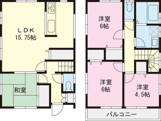 Floor plan. 52,800,000 yen, 4LDK, Land area 89.6 sq m , Building area 88.59 sq m