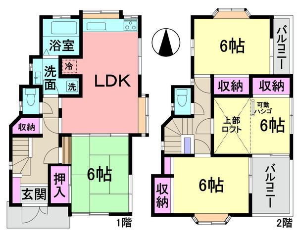 Floor plan. 34,800,000 yen, 4LDK, Land area 107.1 sq m , Building area 88.59 sq m