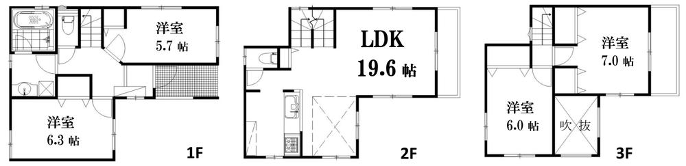 Floor plan. (D Building), Price 51,800,000 yen, 4LDK, Land area 70.04 sq m , Building area 100.82 sq m