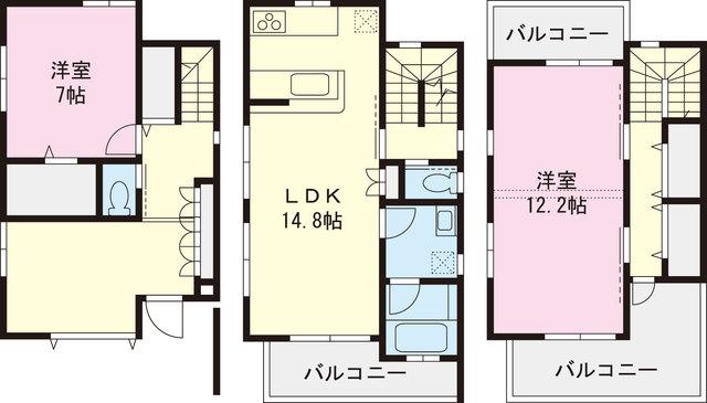 Floor plan. 49,800,000 yen, 2LDK, Land area 107.27 sq m , Building area 109.5 sq m