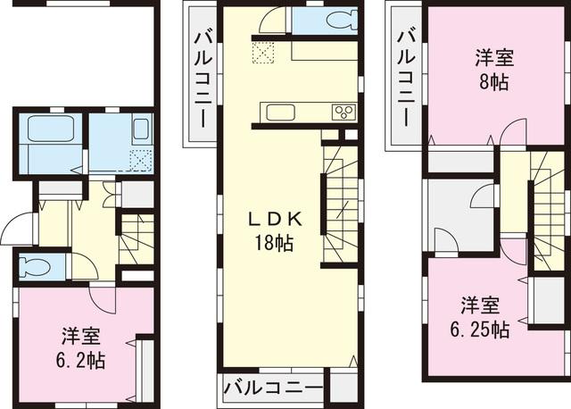 Floor plan. 48,500,000 yen, 3LDK, Land area 63.57 sq m , Building area 93.96 sq m