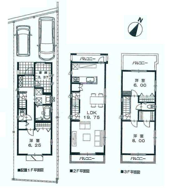 Floor plan. (A Building), Price 49,800,000 yen, 3LDK, Land area 83.98 sq m , Building area 107 sq m