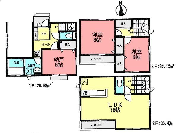 Floor plan. 50,800,000 yen, 2LDK+S, Land area 70.46 sq m , Building area 98.53 sq m