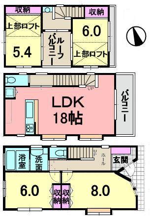 Floor plan. 55,800,000 yen, 4LDK, Land area 96.98 sq m , Building area 107.99 sq m