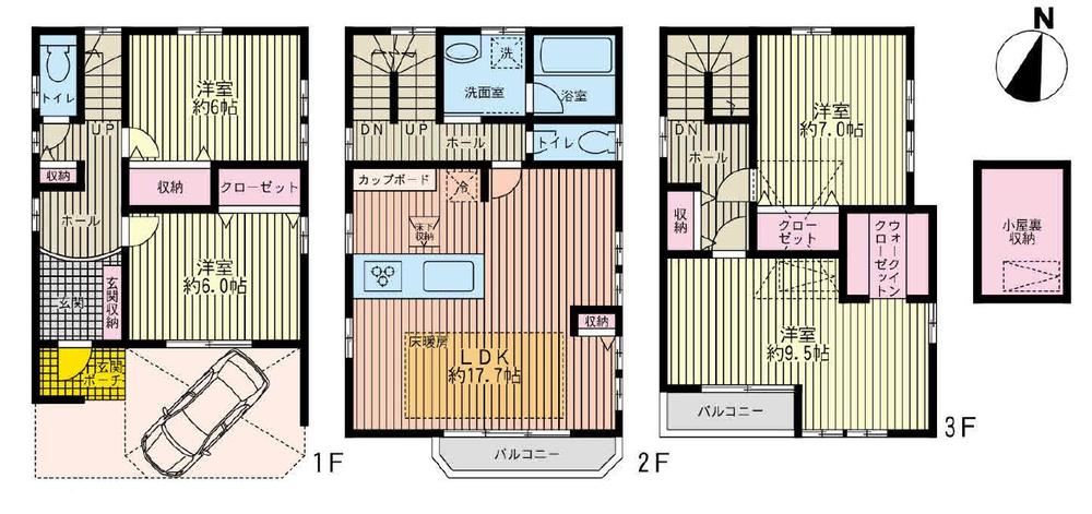 Floor plan. (B), Price 63,500,000 yen, 4LDK, Land area 76.63 sq m , Building area 132.16 sq m