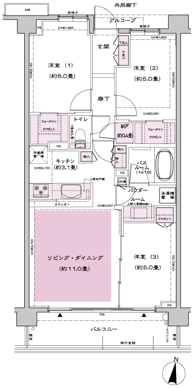 Floor: 3LD ・ K + N (storeroom) + 2WIC (walk-in closet), the occupied area: 67.31 sq m, Price: TBD