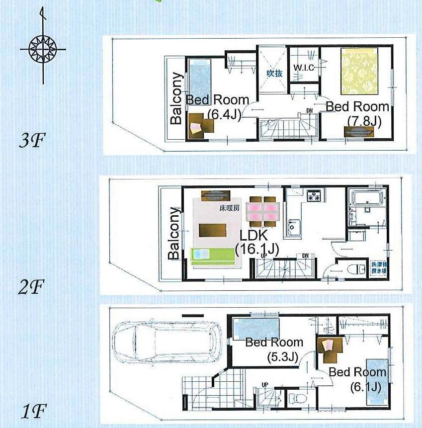 Floor plan. 43,800,000 yen, 4LDK, Land area 60.37 sq m , Taken between the building area 99.5 sq m C Building