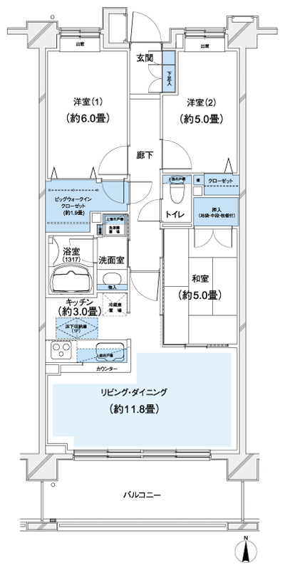 Floor: 3LDK + BW, the occupied area: 71.06 sq m, Price: 46,380,000 yen, now on sale