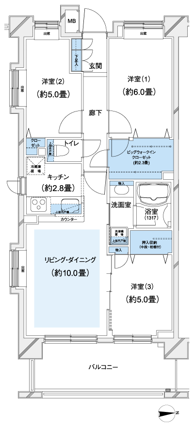 Floor: 3LDK + BW, the occupied area: 67.28 sq m, Price: 44,980,000 yen, now on sale