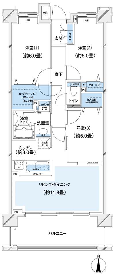 Floor: 3LDK + BW, the occupied area: 71.06 sq m, Price: 50,980,000 yen, now on sale