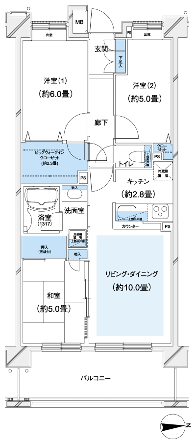 Floor: 3LDK + BW, the occupied area: 66.69 sq m, Price: 43,780,000 yen, now on sale