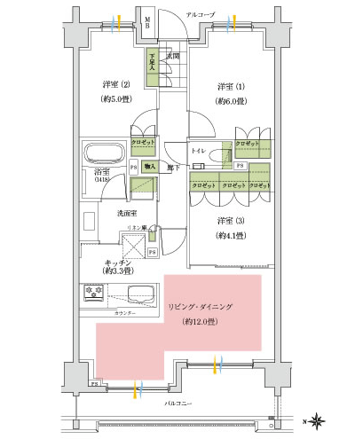 Floor: 3LDK, occupied area: 68.18 sq m, Price: 56,800,000 yen, now on sale