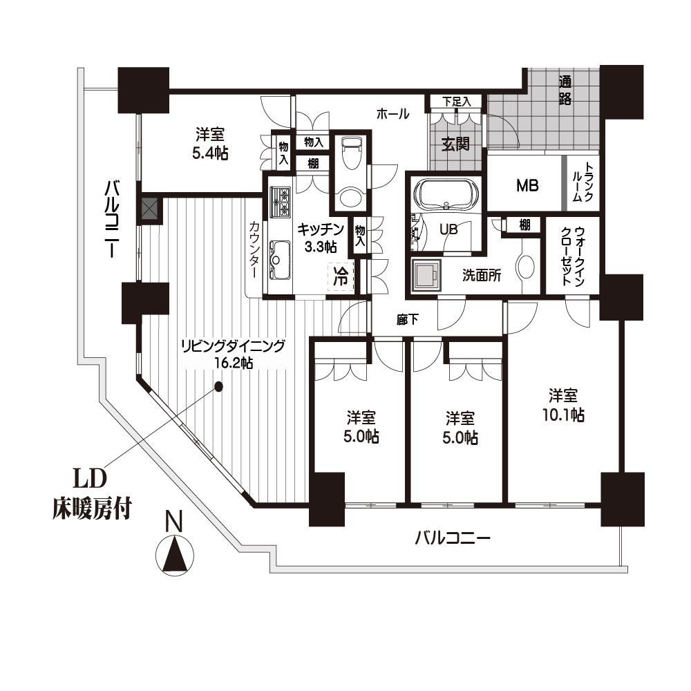 Floor plan. 4LDK, Price 69,800,000 yen, Footprint 103.37 sq m , Balcony area 25.93 sq m